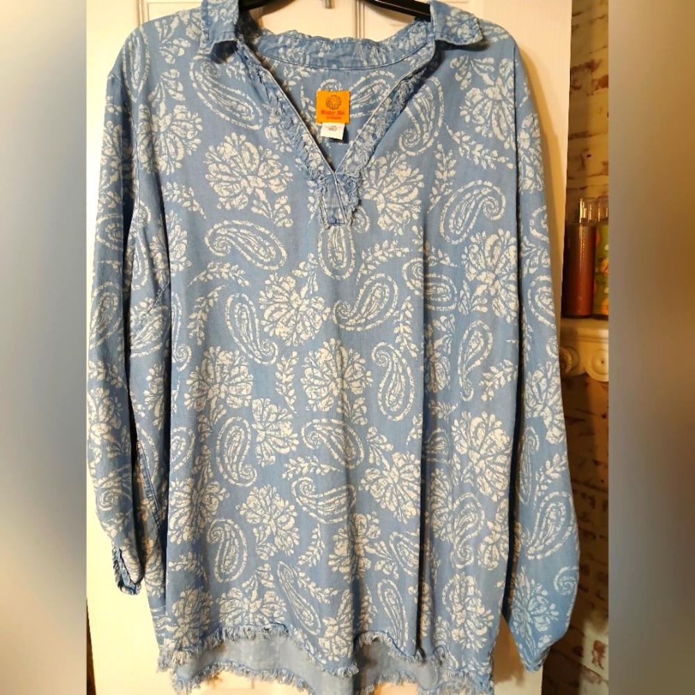Ruby Rd. Blue Paisley Blouse - Picture 2 of 8
